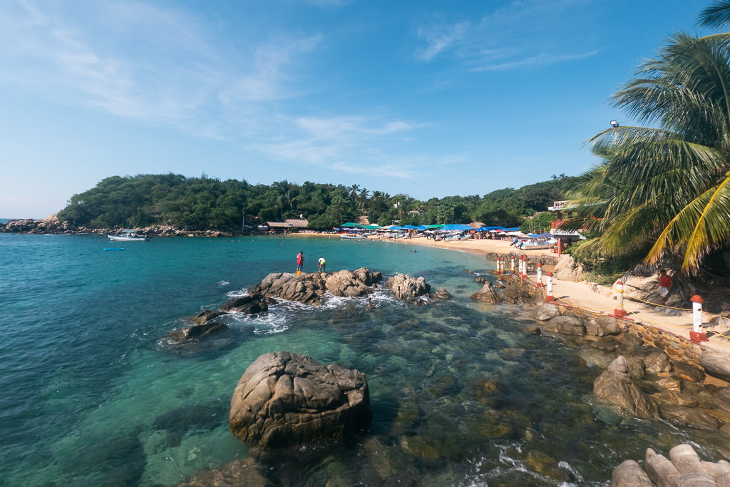 A sunny shot of Playa Carrizalillo in Oaxaca, Mexico