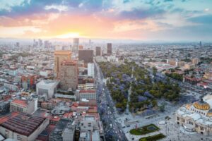 An aerial view of Mexico City.
