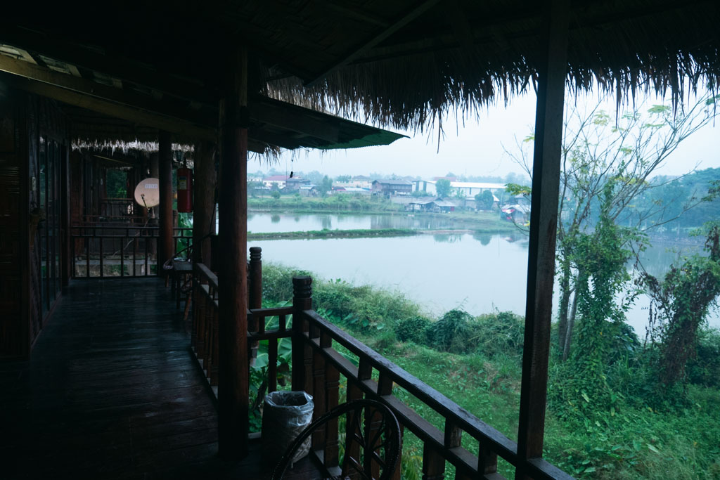 A guesthouse by a river in Laos.