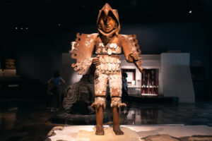 An ancient statue inside the Templo Mayor museum, Mexico city