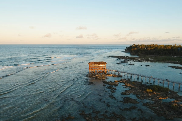Cloud Nine surf point aerial view. Siargao, Philippines. Cloud 9