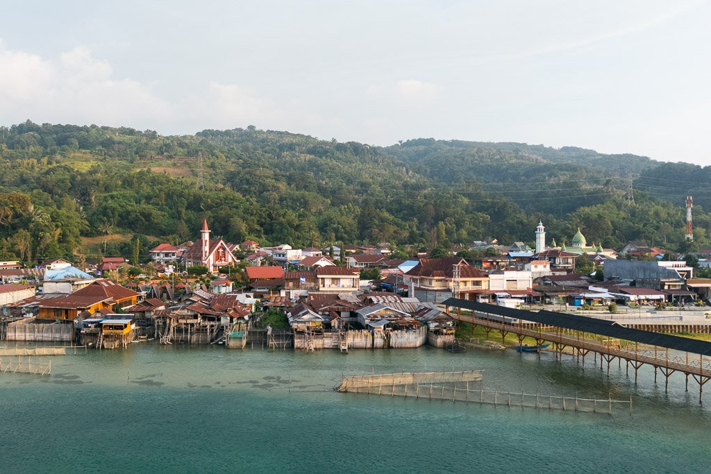 View of Tentena town situated on the edge of Lake Poso